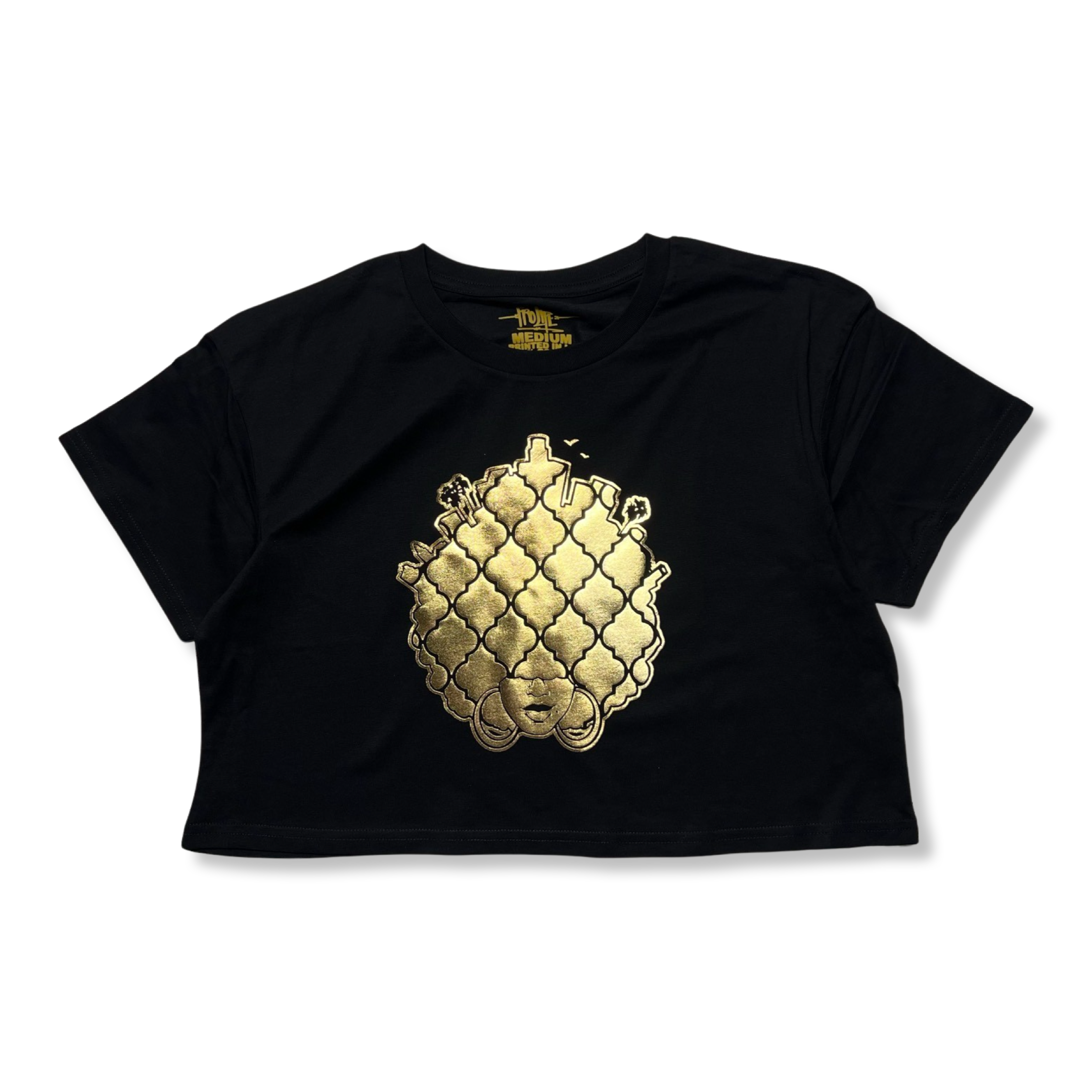 Gold Foil Fro Life Crop Tee